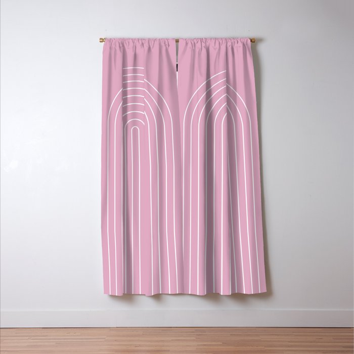 Minimal Arch XXVII Blush Pink Modern Geometric Lines Window Curtain Gallery Image 3