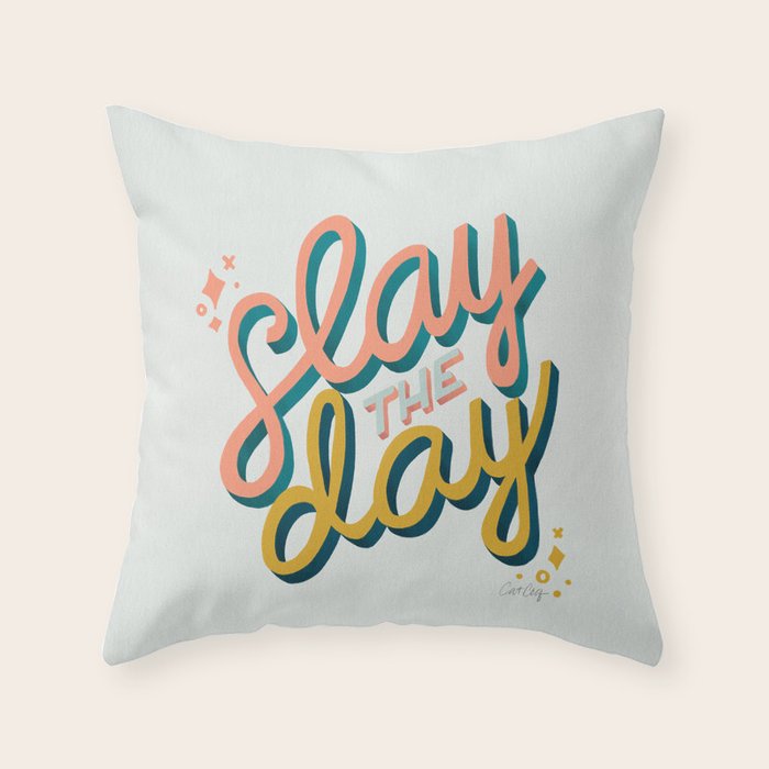 Slay the Day - Marigold & Blush Throw Pillow Gallery Image 6