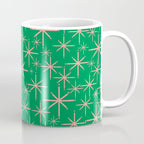 Mid Century Modern Twinkling Stars Retro Atomic Pattern Pink and Green Coffee Mug Gallery Image 1