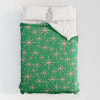 Mid Century Modern Twinkling Stars Retro Atomic Pattern Pink and Green Comforter Gallery Image 6