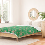 Mid Century Modern Twinkling Stars Retro Atomic Pattern Pink and Green Duvet Cover Gallery Image 2
