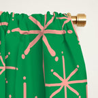 Mid Century Modern Twinkling Stars Retro Atomic Pattern Pink and Green Window Curtain Gallery Image 2