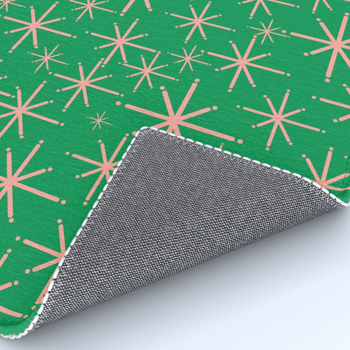 Mid Century Modern Twinkling Stars Retro Atomic Pattern Pink and Green Rug Gallery Image 4