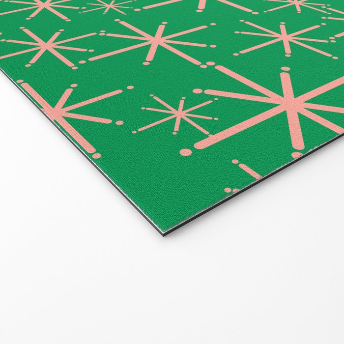 Mid Century Modern Twinkling Stars Retro Atomic Pattern Pink and Green Welcome Mat Gallery Image 2