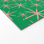 Mid Century Modern Twinkling Stars Retro Atomic Pattern Pink and Green Welcome Mat Gallery Image 2