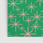 Mid Century Modern Twinkling Stars Retro Atomic Pattern Pink and Green Poster Gallery Image 3