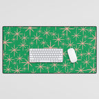 Mid Century Modern Twinkling Stars Retro Atomic Pattern Pink and Green Desk Mat Gallery Image 1