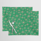 Mid Century Modern Twinkling Stars Retro Atomic Pattern Pink and Green Placemat Gallery Image 1