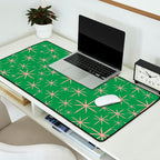 Mid Century Modern Twinkling Stars Retro Atomic Pattern Pink and Green Desk Mat Gallery Image 2