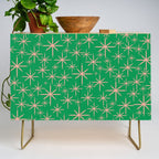 Mid Century Modern Twinkling Stars Retro Atomic Pattern Pink and Green Credenza Gallery Image 1