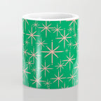 Mid Century Modern Twinkling Stars Retro Atomic Pattern Pink and Green Coffee Mug Gallery Image 4