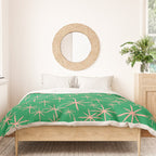 Mid Century Modern Twinkling Stars Retro Atomic Pattern Pink and Green Duvet Cover Gallery Image 3