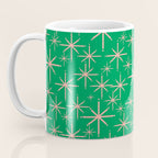 Mid Century Modern Twinkling Stars Retro Atomic Pattern Pink and Green Coffee Mug Gallery Image 3