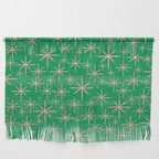 Mid Century Modern Twinkling Stars Retro Atomic Pattern Pink and Green Wall Hanging Gallery Image 1