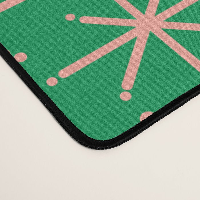 Mid Century Modern Twinkling Stars Retro Atomic Pattern Pink and Green Desk Mat Gallery Image 4