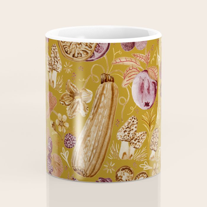 Garden Vegetables & Fresh Fruit in Harvest Yellow Coffee Mug Gallery Image 4