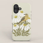 Yellow Wagtail on White Coneflowers  iPhone Case Gallery Image 1