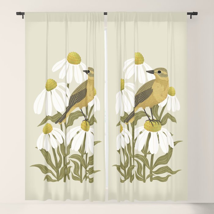 Yellow Wagtail on White Coneflowers  Window Curtain Gallery Image 5