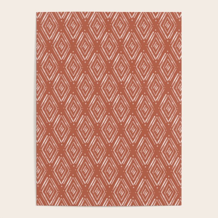 Watercolor Diamonds <> Rusted Pink Poster Gallery Image 1