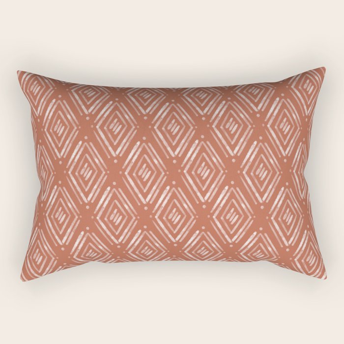 Watercolor Diamonds <> Rusted Pink Rectangular Pillow Gallery Image 2
