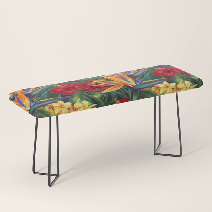 Tropical Paradise Hawaiian Floral Illustration Bench Gallery Image 1