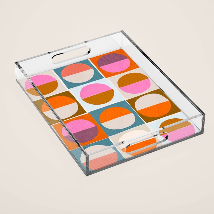 Mid-Mod Sun and Moon Pattern Collage Acrylic Tray Gallery Image 1