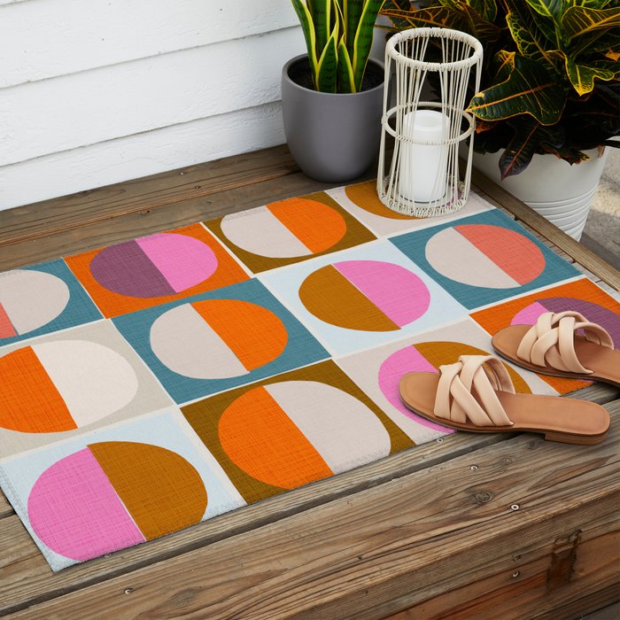 Mid-Mod Sun and Moon Pattern Collage Outdoor Rug Gallery Image 2
