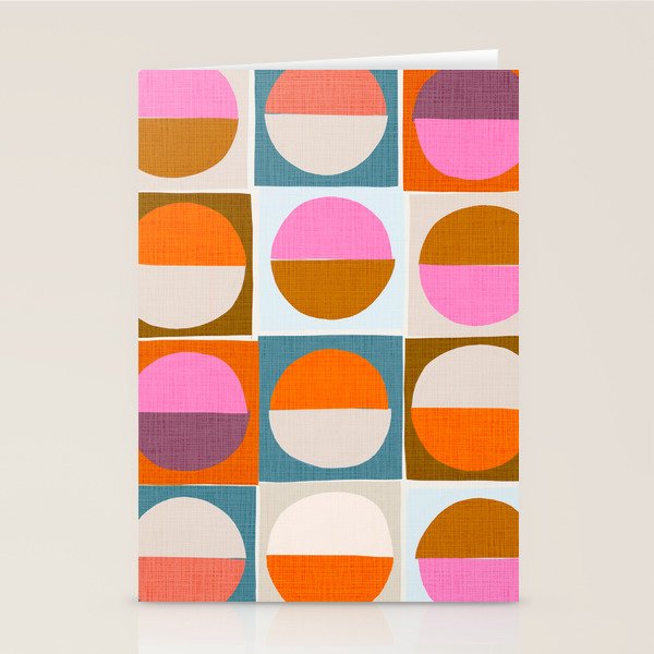 Mid-Mod Sun and Moon Pattern Collage Stationery Card Gallery Image 2