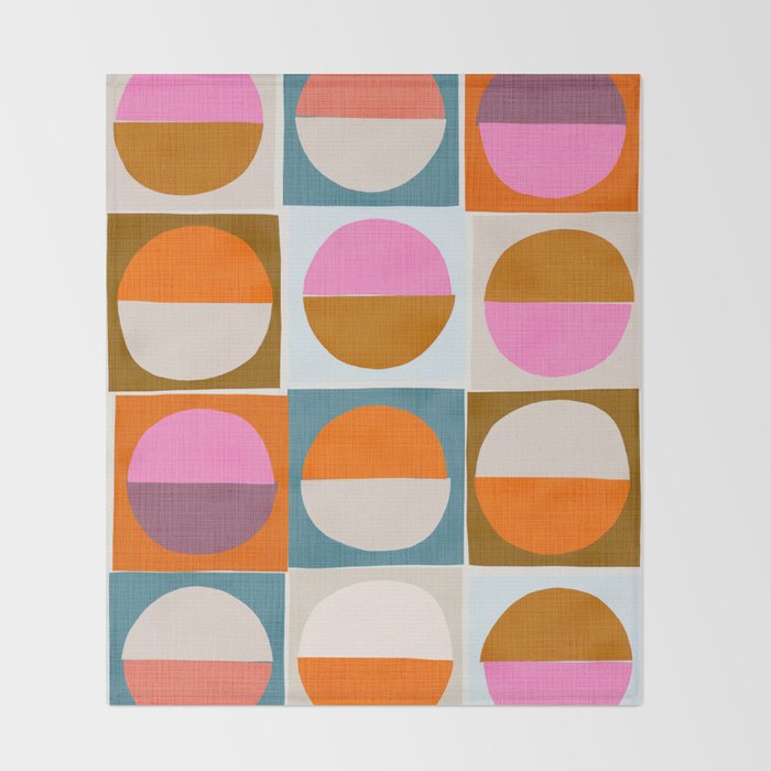 Mid-Mod Sun and Moon Pattern Collage Throw Blanket Gallery Image 2
