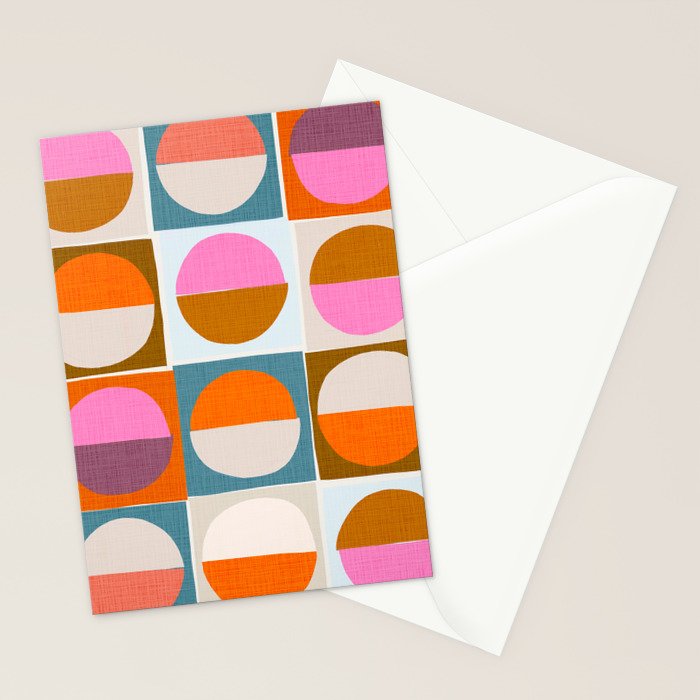 Mid-Mod Sun and Moon Pattern Collage Stationery Card Gallery Image 2