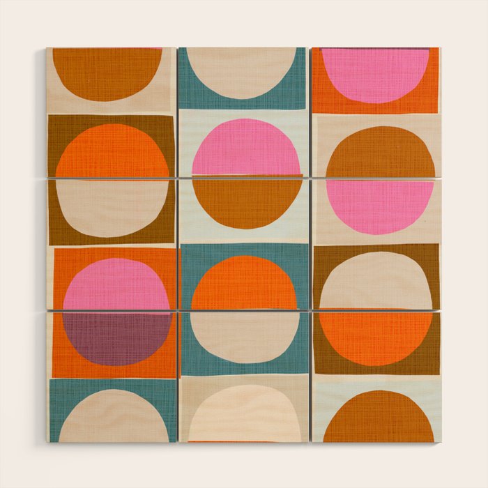 Mid-Mod Sun and Moon Pattern Collage Wood Wall Art Gallery Image 1