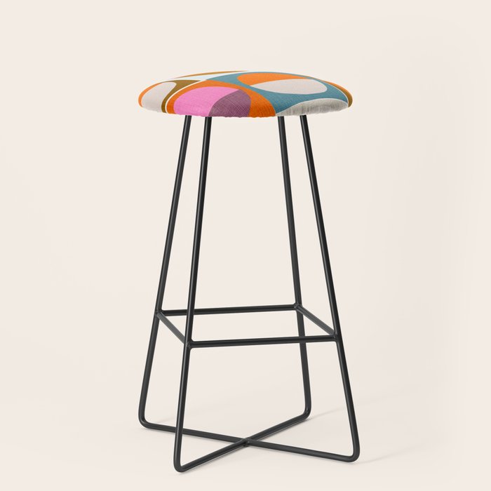 Mid-Mod Sun and Moon Pattern Collage Stool Gallery Image 1