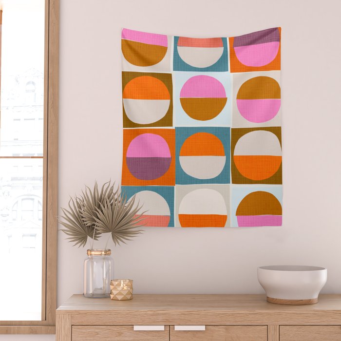 Mid-Mod Sun and Moon Pattern Collage Wall Tapestry Gallery Image 2