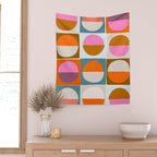 Mid-Mod Sun and Moon Pattern Collage Wall Tapestry Gallery Image 2