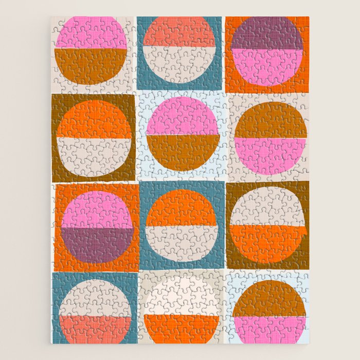 Mid-Mod Sun and Moon Pattern Collage Jigsaw Puzzle Gallery Image 1