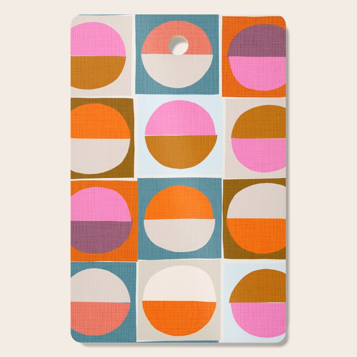 Mid-Mod Sun And Moon Pattern Collage Cutting Board