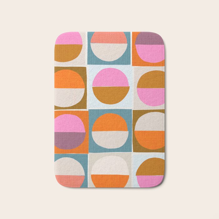 Mid-Mod Sun and Moon Pattern Collage Bath Mat Gallery Image 1