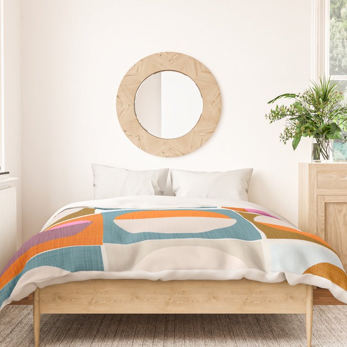 Mid-Mod Sun and Moon Pattern Collage Duvet Cover Gallery Image 3