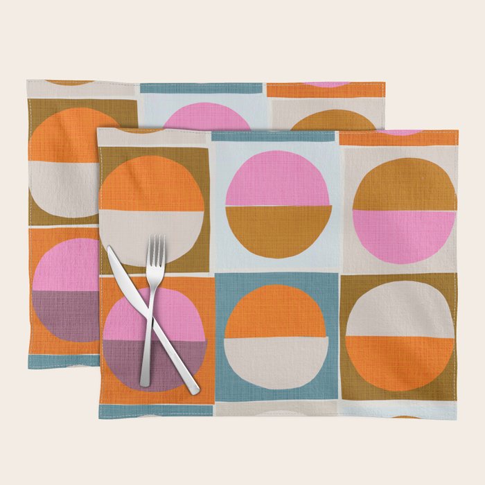 Mid-Mod Sun and Moon Pattern Collage Placemat Gallery Image 1