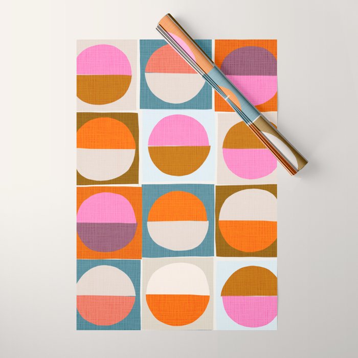 Mid-Mod Sun and Moon Pattern Collage Wrapping Paper Gallery Image 1