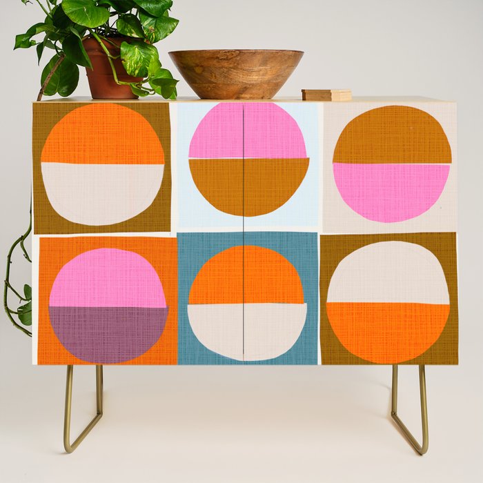 Mid-Mod Sun and Moon Pattern Collage Credenza Gallery Image 1