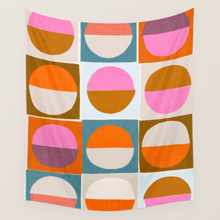 Mid-Mod Sun and Moon Pattern Collage Wall Tapestry Gallery Image 4