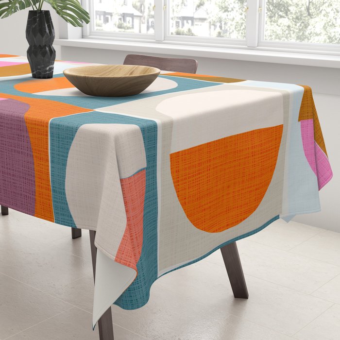 Mid-Mod Sun and Moon Pattern Collage Tablecloth Gallery Image 3