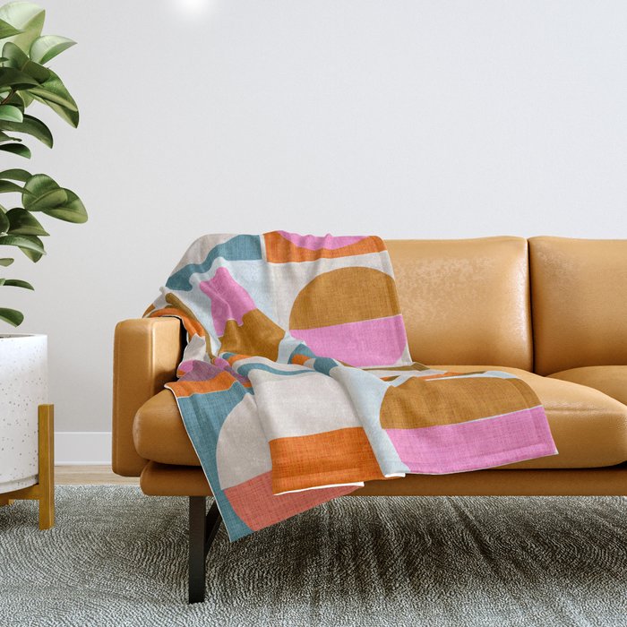 Mid-Mod Sun and Moon Pattern Collage Throw Blanket Gallery Image 1