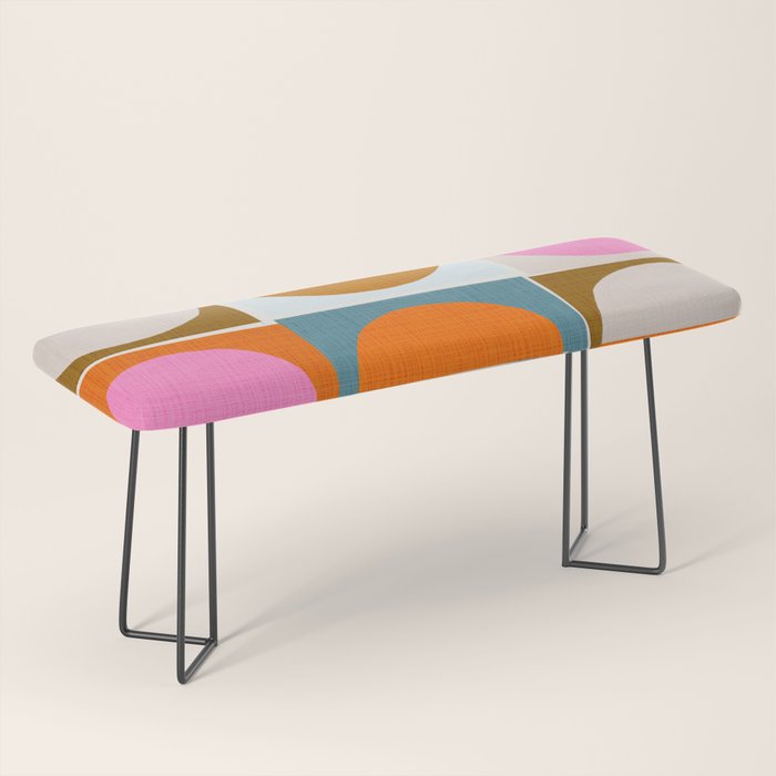Mid-Mod Sun and Moon Pattern Collage Bench Gallery Image 1