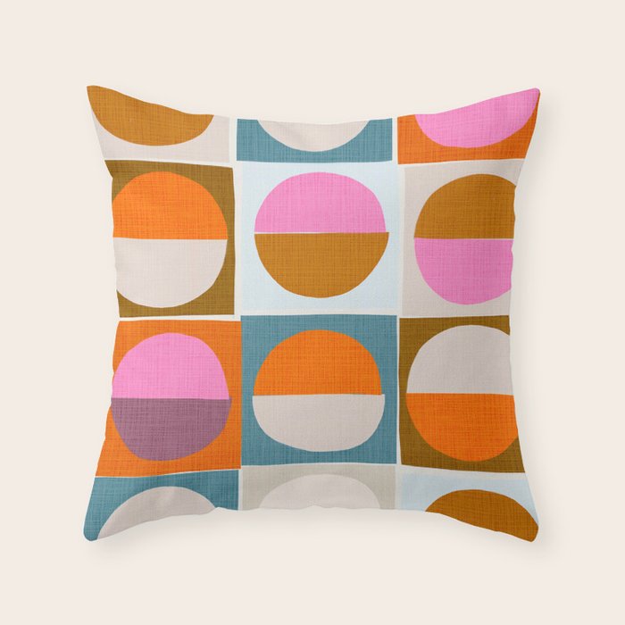 Mid-Mod Sun and Moon Pattern Collage Throw Pillow Gallery Image 1