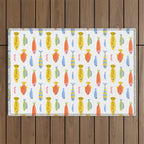 Funny colorful fish cartoon art pattern Outdoor Rug Gallery Image 1