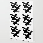 X Black & White Minimalist Abstract Mid century Ink Art Dark Brush Strokes Wallpaper Gallery Image 2