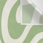Modern Liquid Swirl Abstract Pattern in Light Sage Green and Cream Wall Tapestry Gallery Image 3