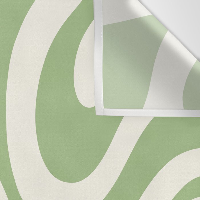 Modern Liquid Swirl Abstract Pattern in Light Sage Green and Cream Wall Tapestry Gallery Image 3